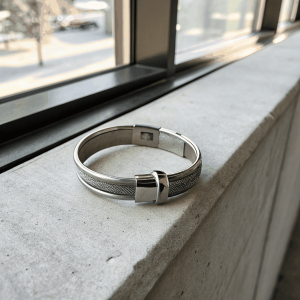 Matte Black Silver Bracelet Chain